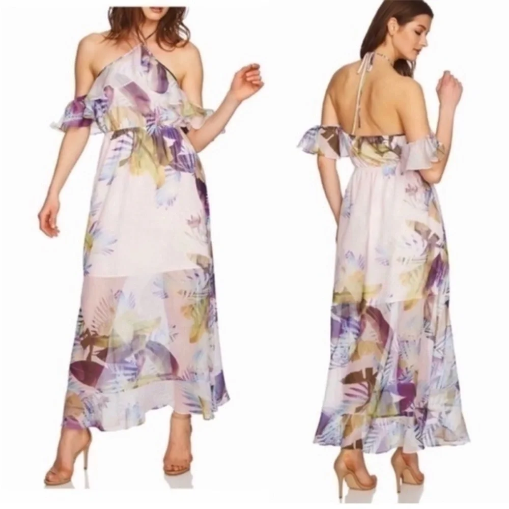 CeCe by Cynthia Steffe Tropical Cold Shoulder Maxi Dress NWT Size 2 (XS)